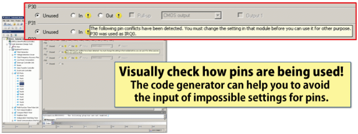 Visually check how pins are being used