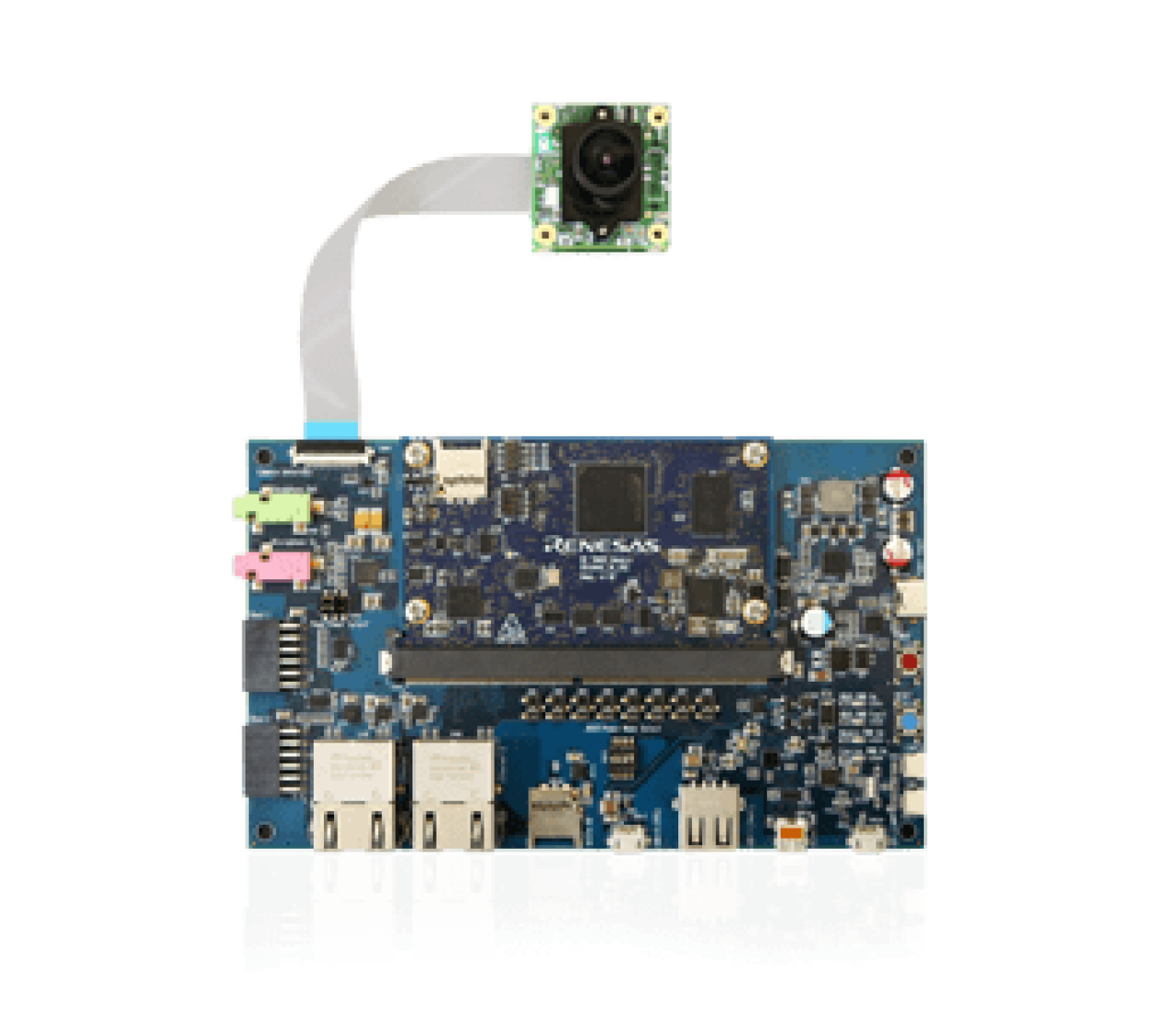 e-con e-CAM20_CURZ with Renesas RZ/V2L Evaluation Board - Top