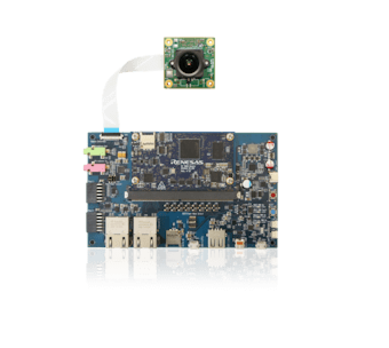 e-con e-CAM21_CURZ with Renesas RZ/V2L Evaluation Board - Top