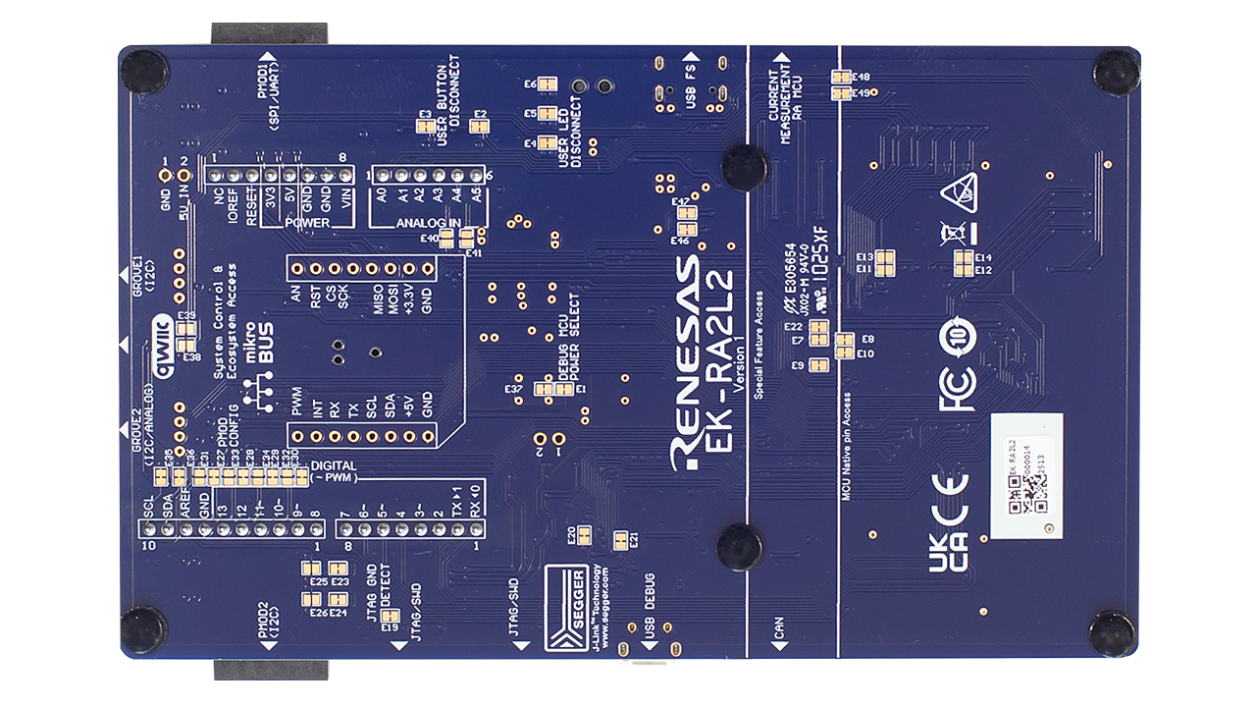 EK-RA2L2 Evaluation Board - Bottom