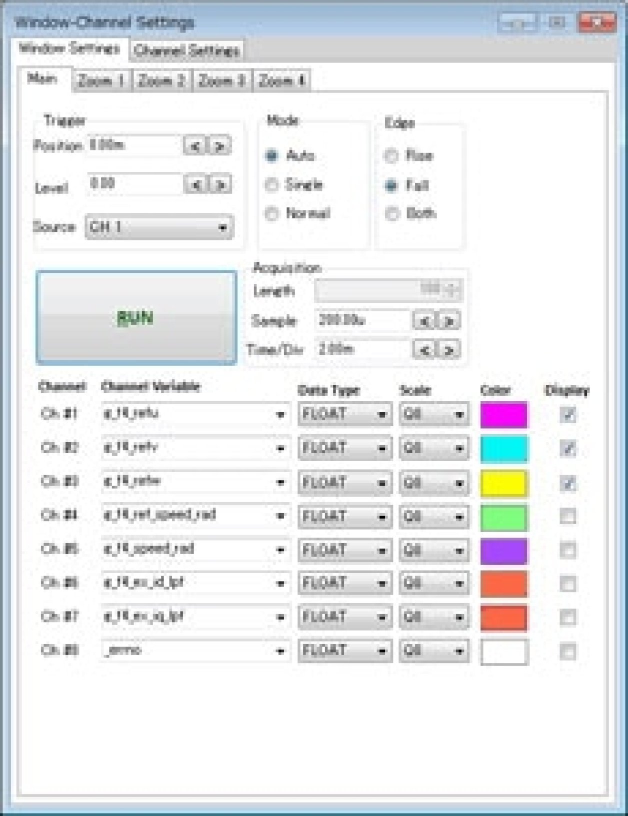 Window Channel Settings