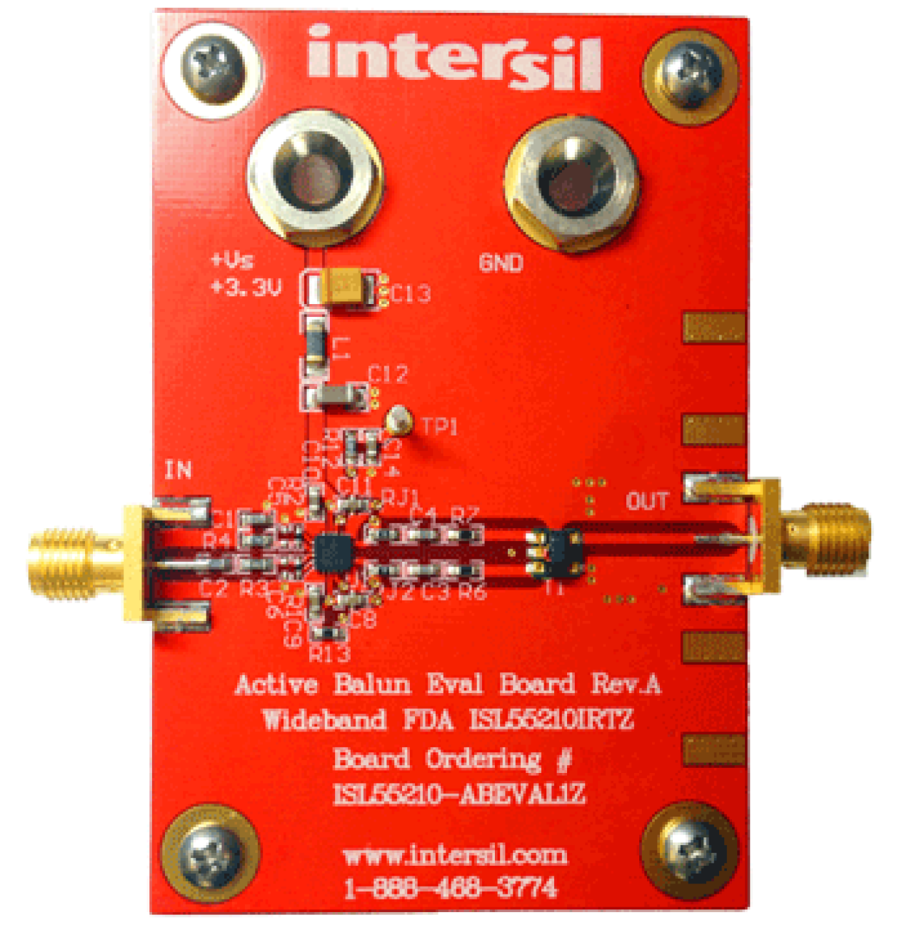 ISL55210-ABEVAL1Z Active Balun Configured High Speed Differential Amp Eval Board