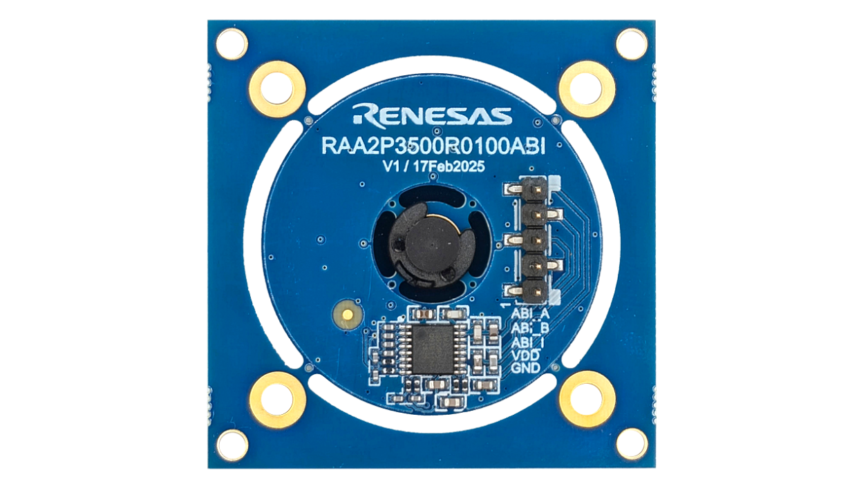RAA2P3500R0100ABI 5ピン設計ロータリセンサの下面図。 