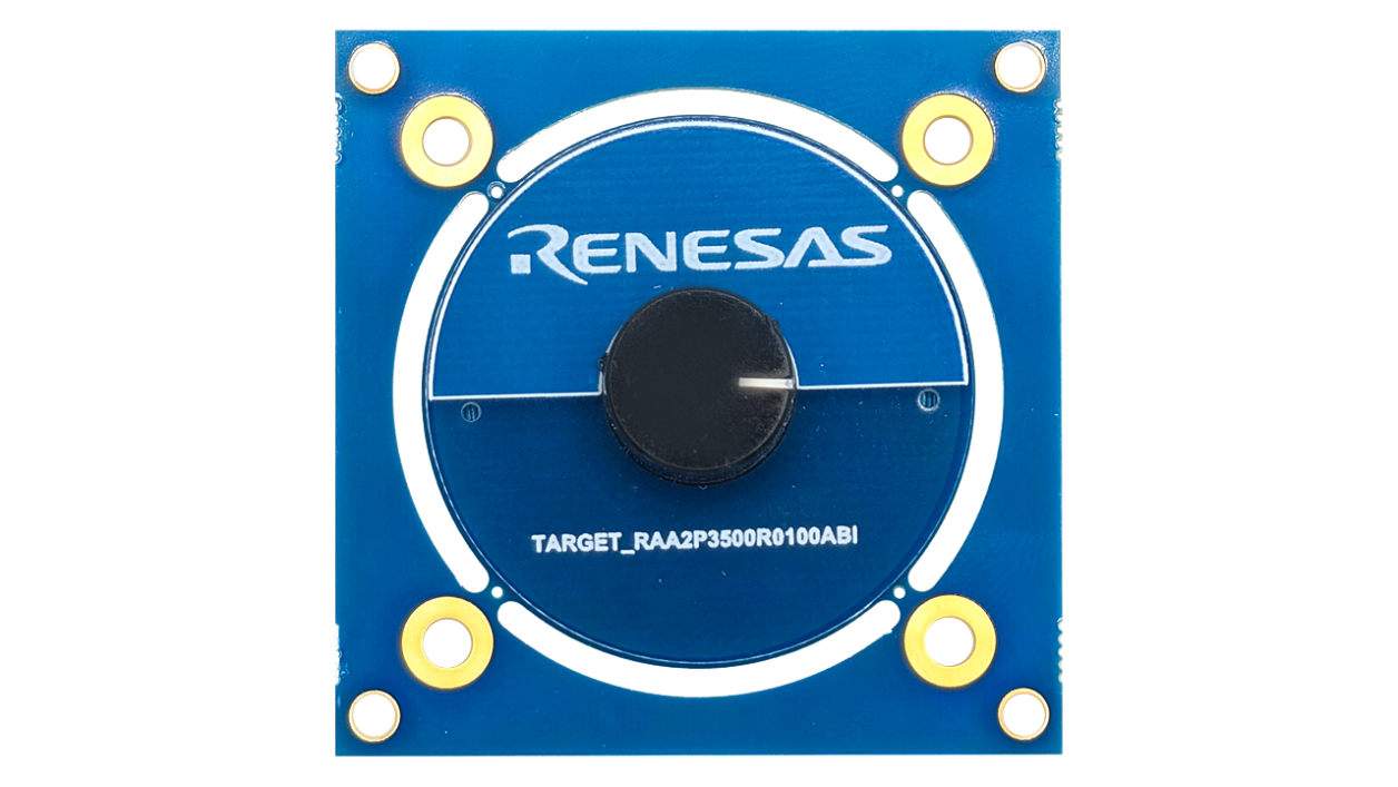 RAA2P3500R0100ABI 5ピン設計ロータリセンサの上面図。 