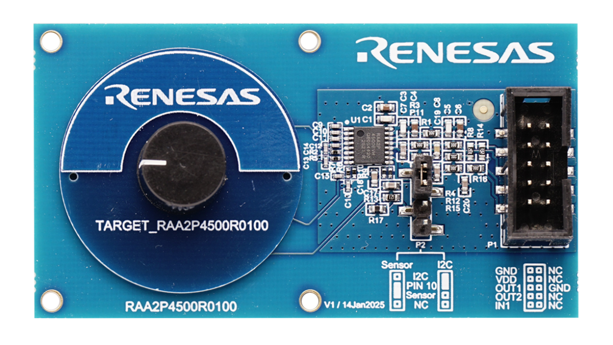 Top view of the RAA2P4500R0100 single rotary sensor