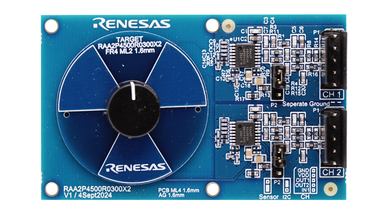 Top view of the RAA2P4500R0300X2 redundant configuration with two sensors
