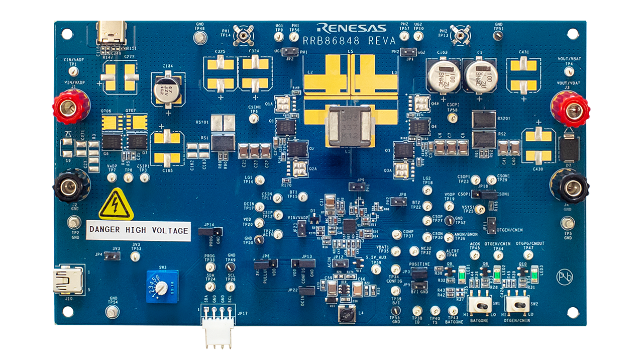 Top view of the RTKRB86848DE0000BU Evaluation Board.