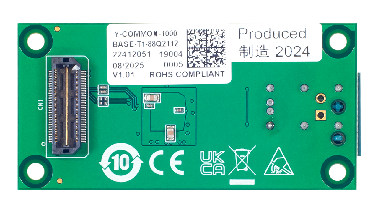 The bottom view of the Y-COMMON-1000BASE-T1-88Q2112 Ethernet extension board.