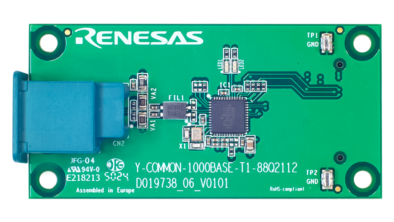 The top view of the Y-COMMON-1000BASE-T1-88Q2112 Ethernet extension board.