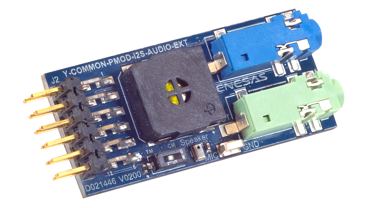 The angle view of the Y-COMMON-PMOD-I2S-AUDIO-EXT extension board.