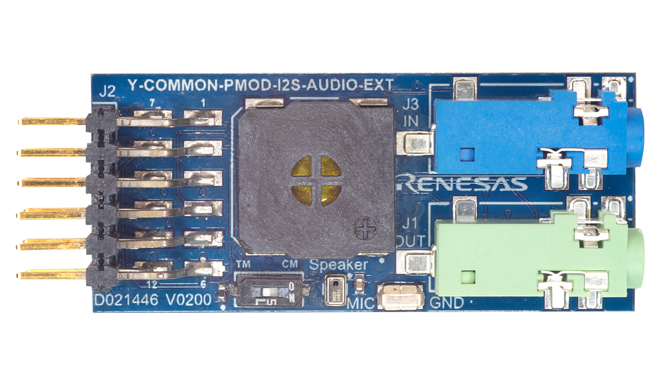 The top view of the Y-COMMON-PMOD-I2S-AUDIO-EXT extension board.