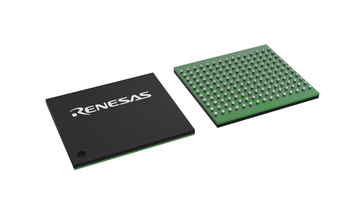 3D illustration featuring top and bottom views of CABGA IC chip package with 165 lead count.