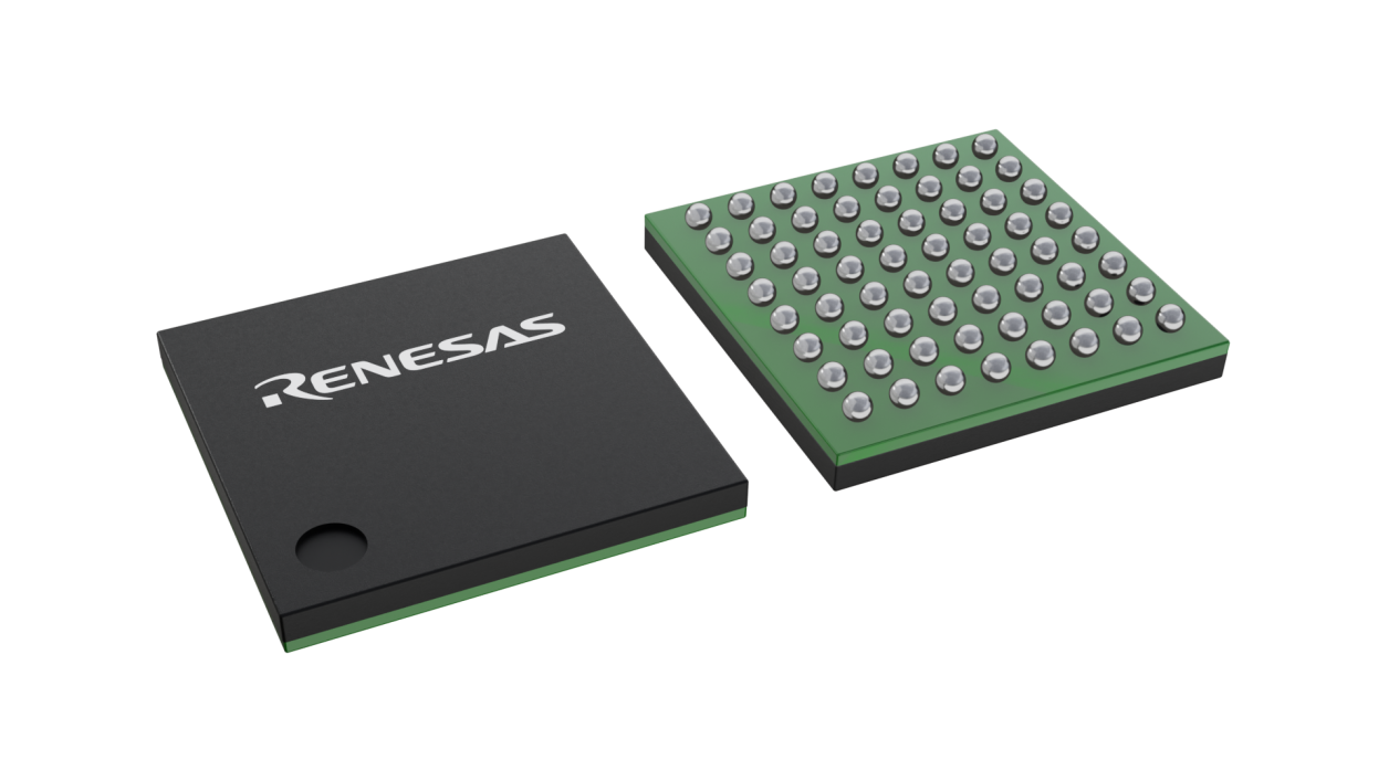 3D illustration featuring top and bottom views of CABGA IC chip package with 64 lead count.