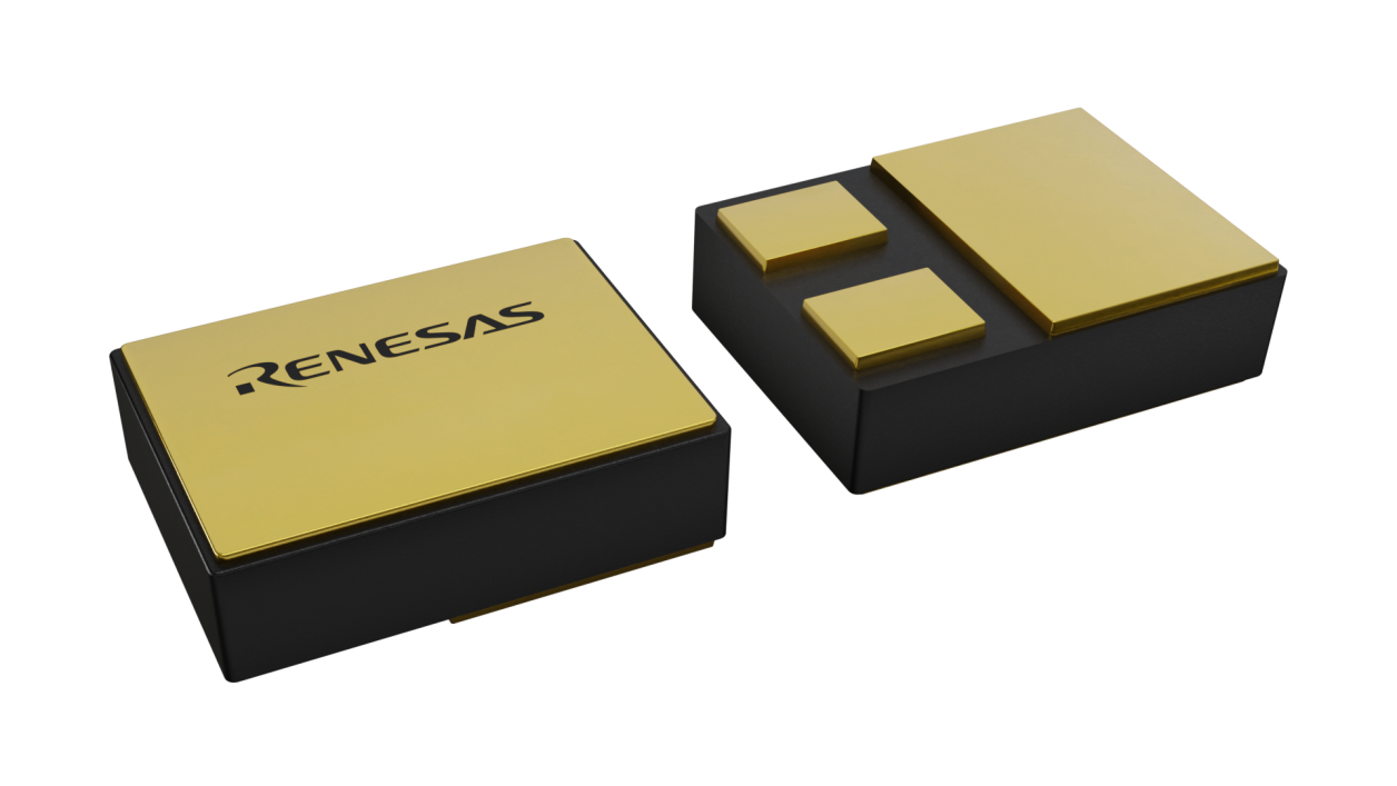 3D illustration featuring top and bottom views of CLCC IC chip package with 3 lead count
