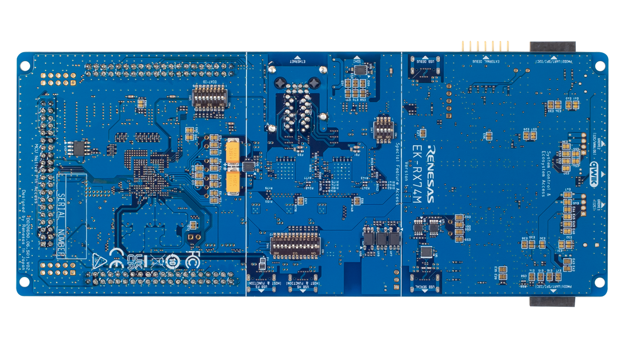 EK-RX74Mボードの裏面。