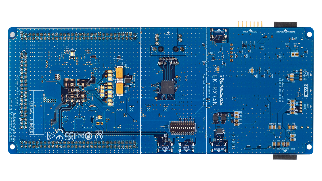EK-RX74Nボードの裏面。