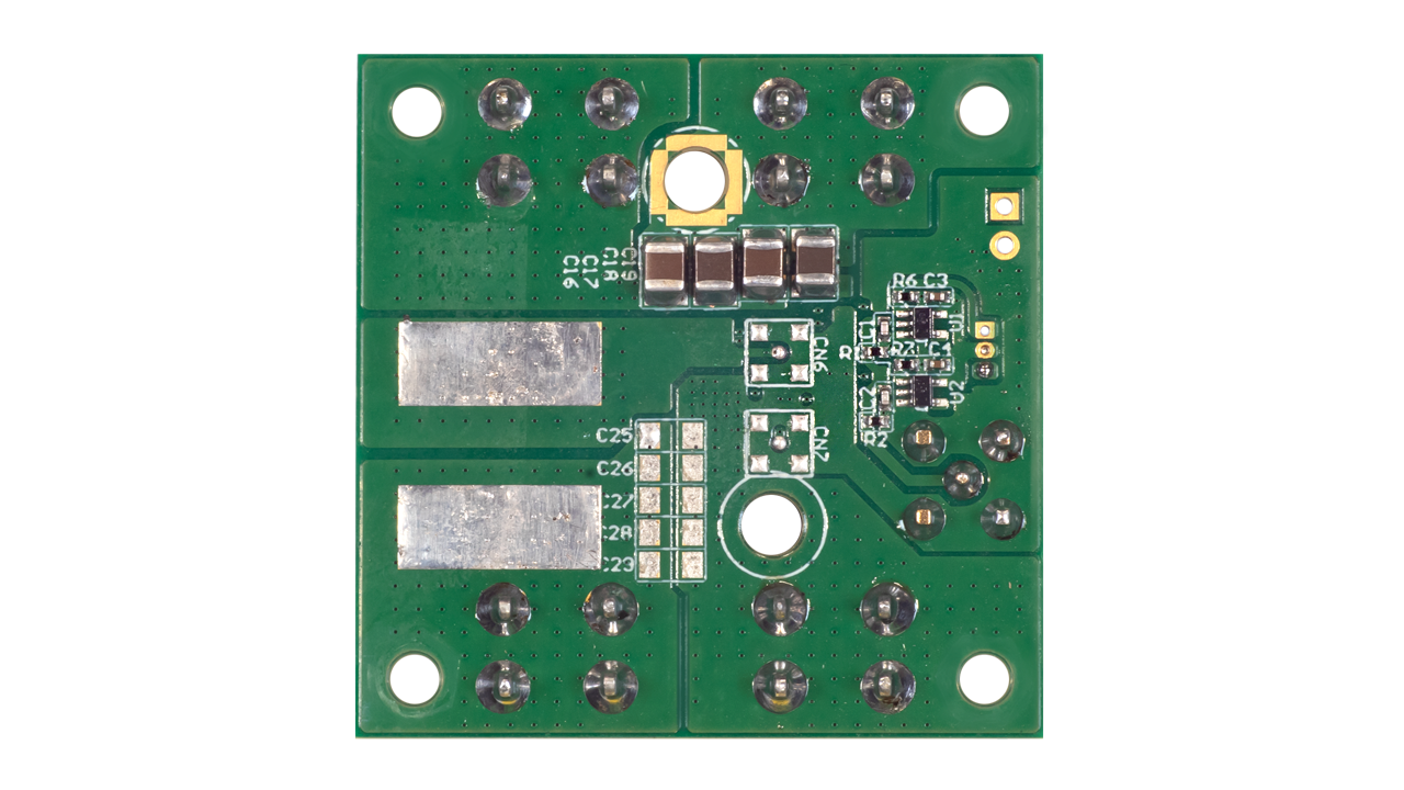Bottom view of the EVB-RTP100E1P8G1FL-DSC evaluation board