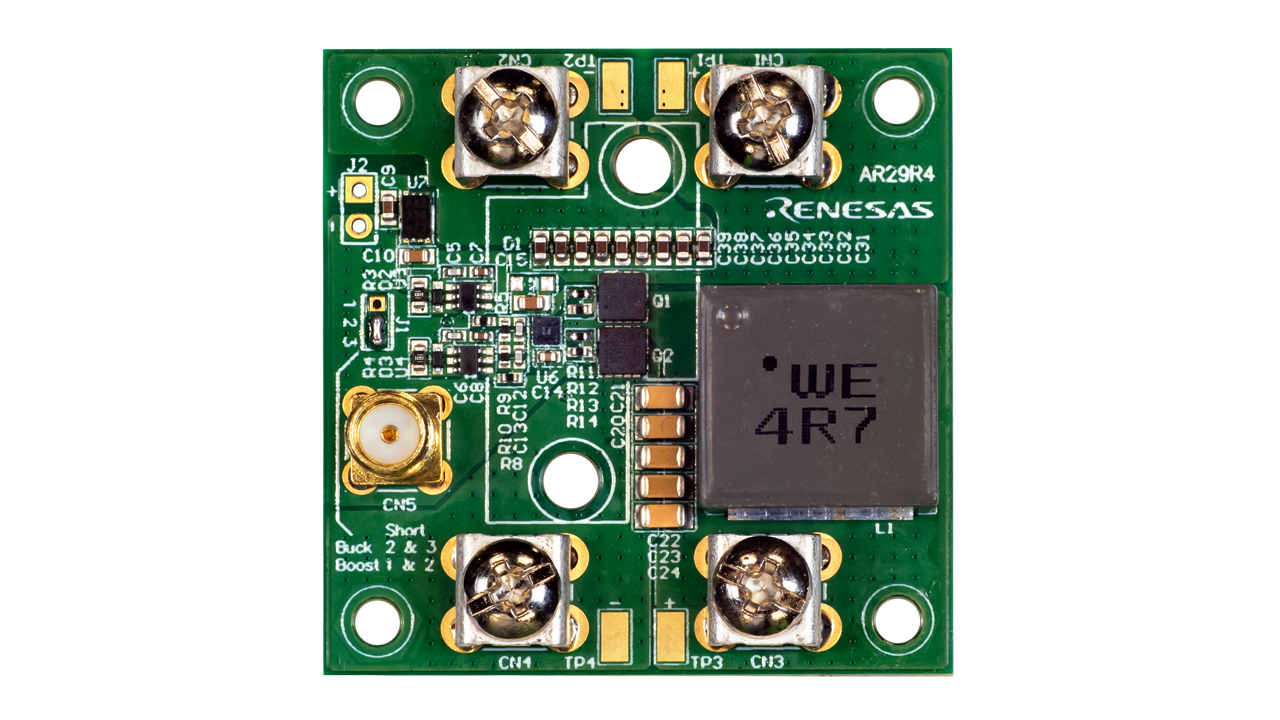 Top view of the EVB-RTP100E1P8G1FL-DSC evaluation board