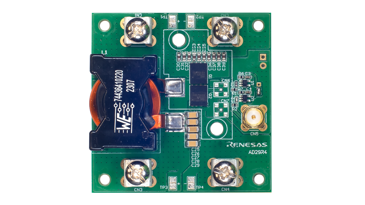 op view of the EVB-RTP100E1P2G1FL-DSC evaluation board