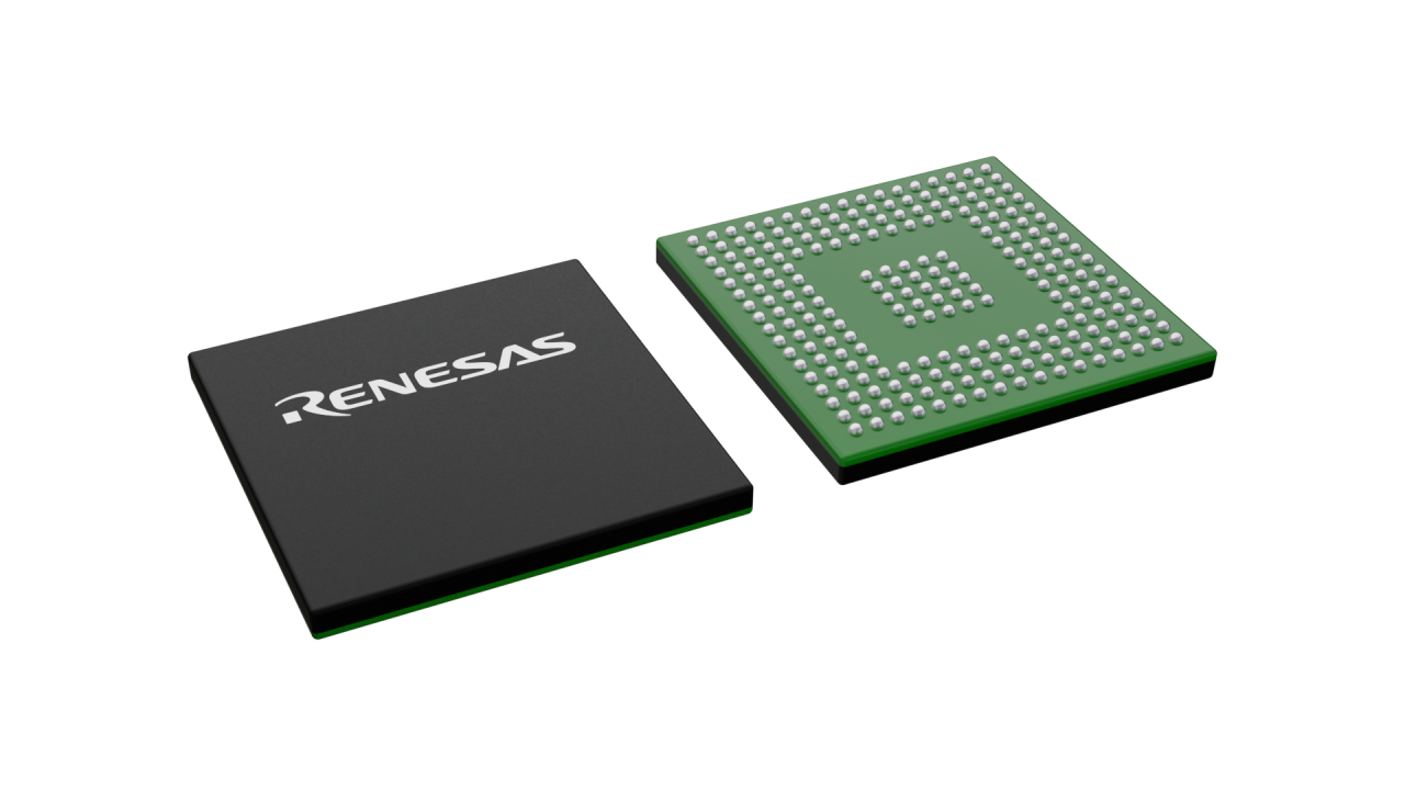 3D illustration featuring top and bottom views of FBGA IC chip package with 233 lead count.