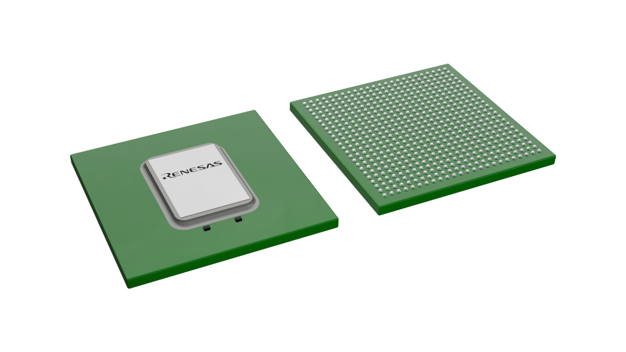 3D illustration featuring top and bottom views of FBGA IC chip package with 576 lead count.