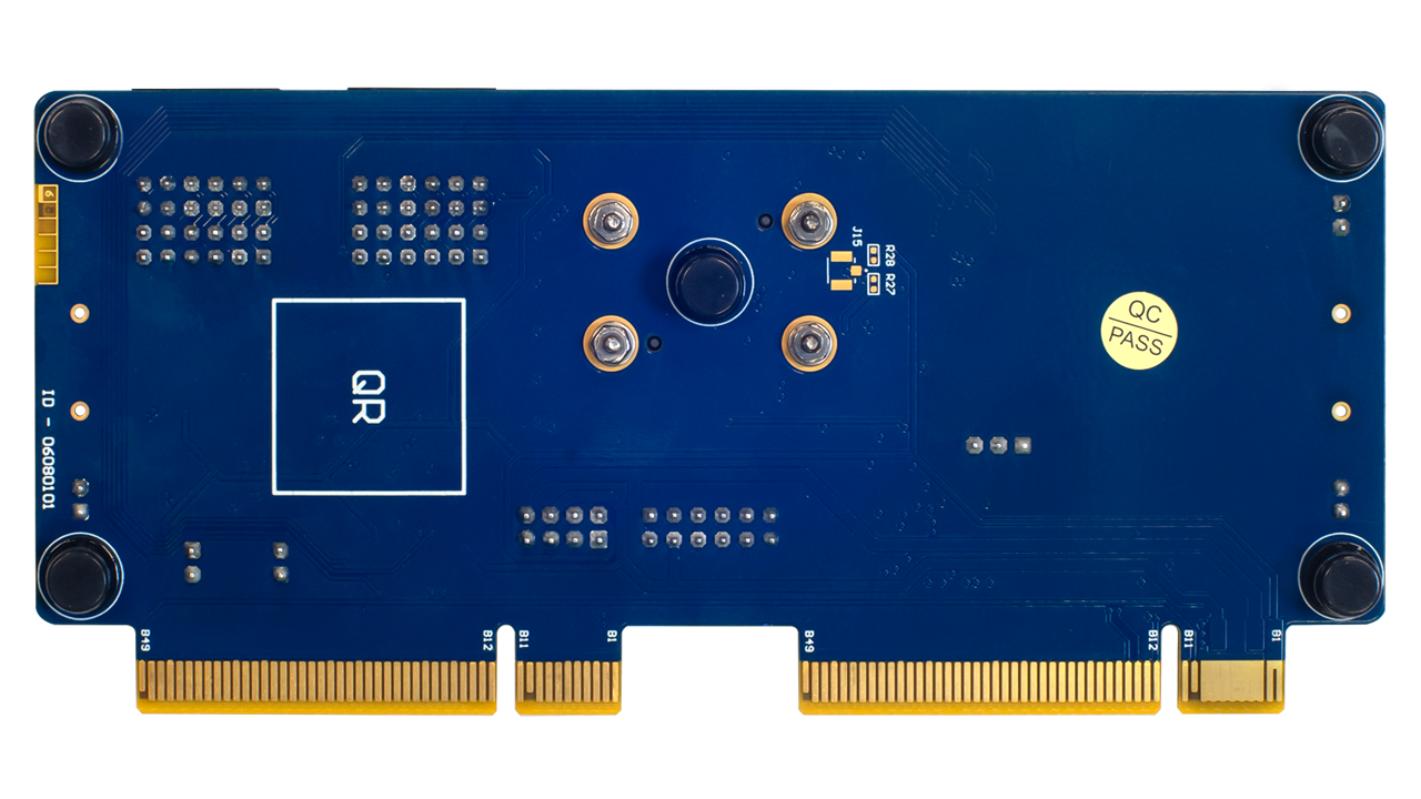 Photo of the bottom of the ForgeFPGA Socket Card #2 board.
