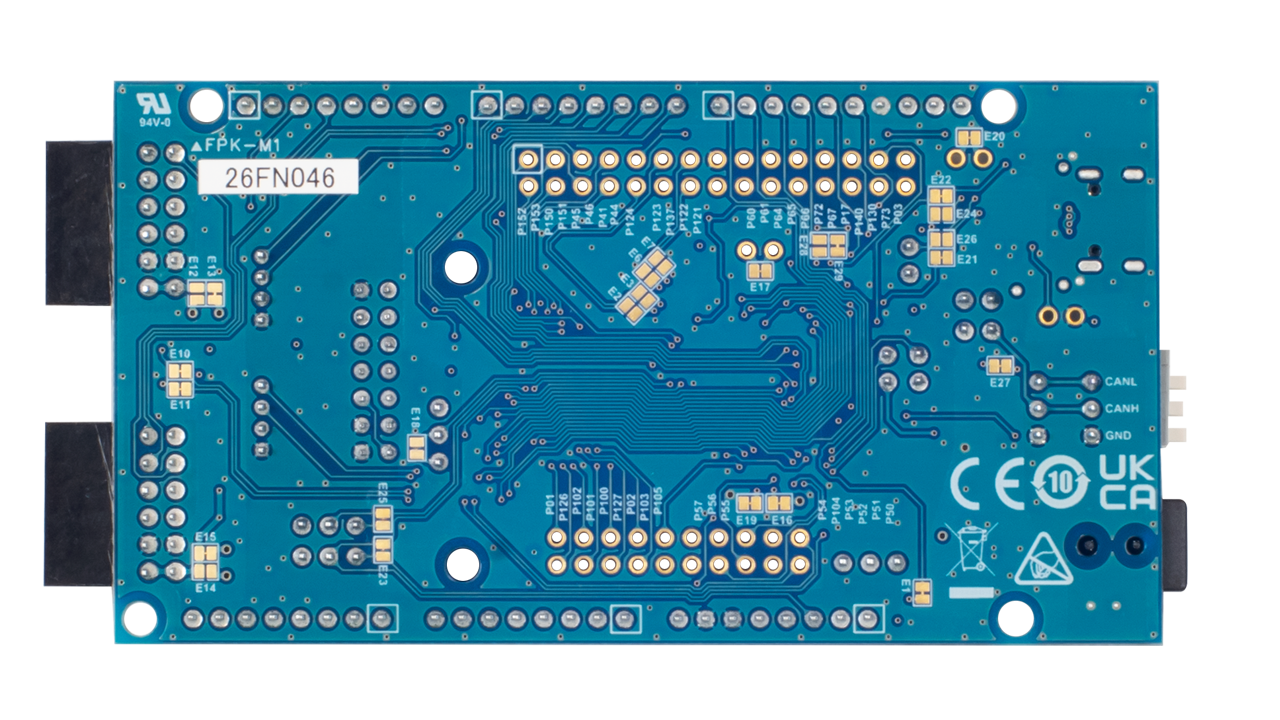 FPB-RL78F25ボードの裏面