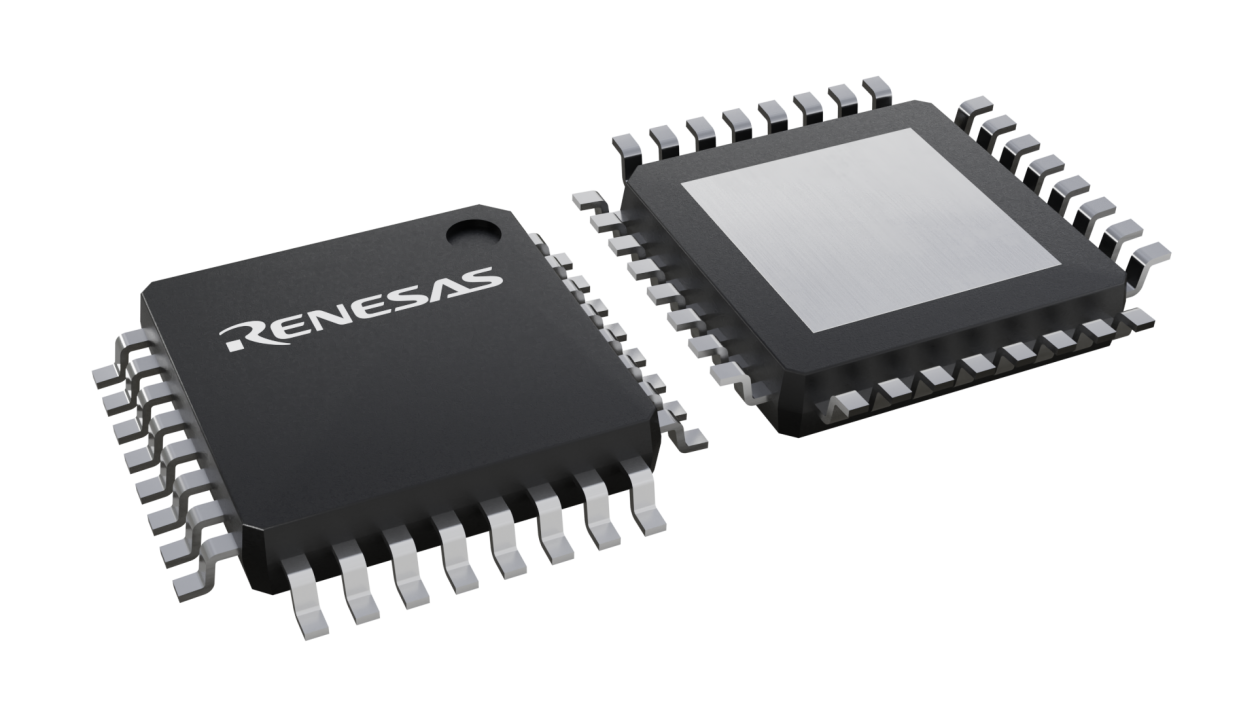 3D illustration featuring top and bottom views of HTQFP IC chip package with 100 lead count.