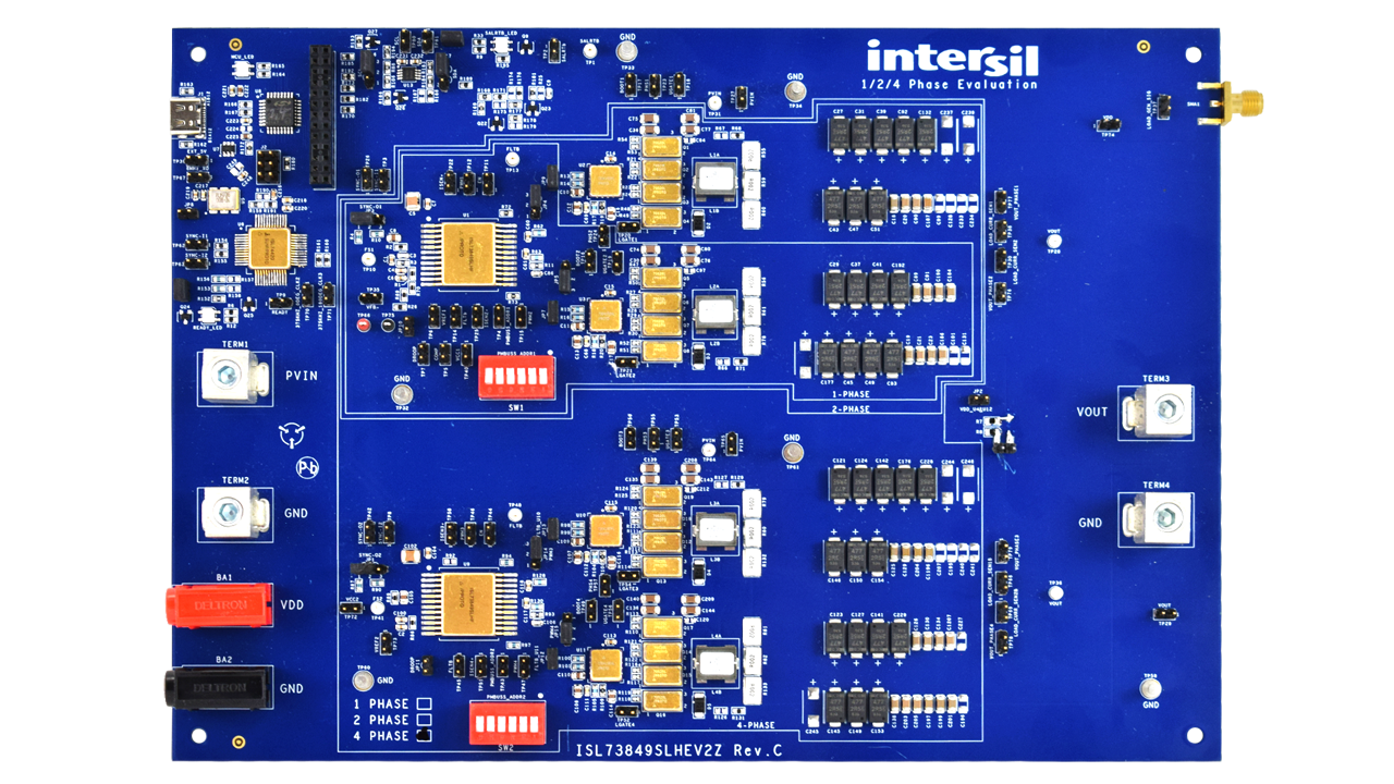 ISL73849SLHEV2Z4 Radiation Hardened PWM Controller with PMBus Evaluation Board - Top