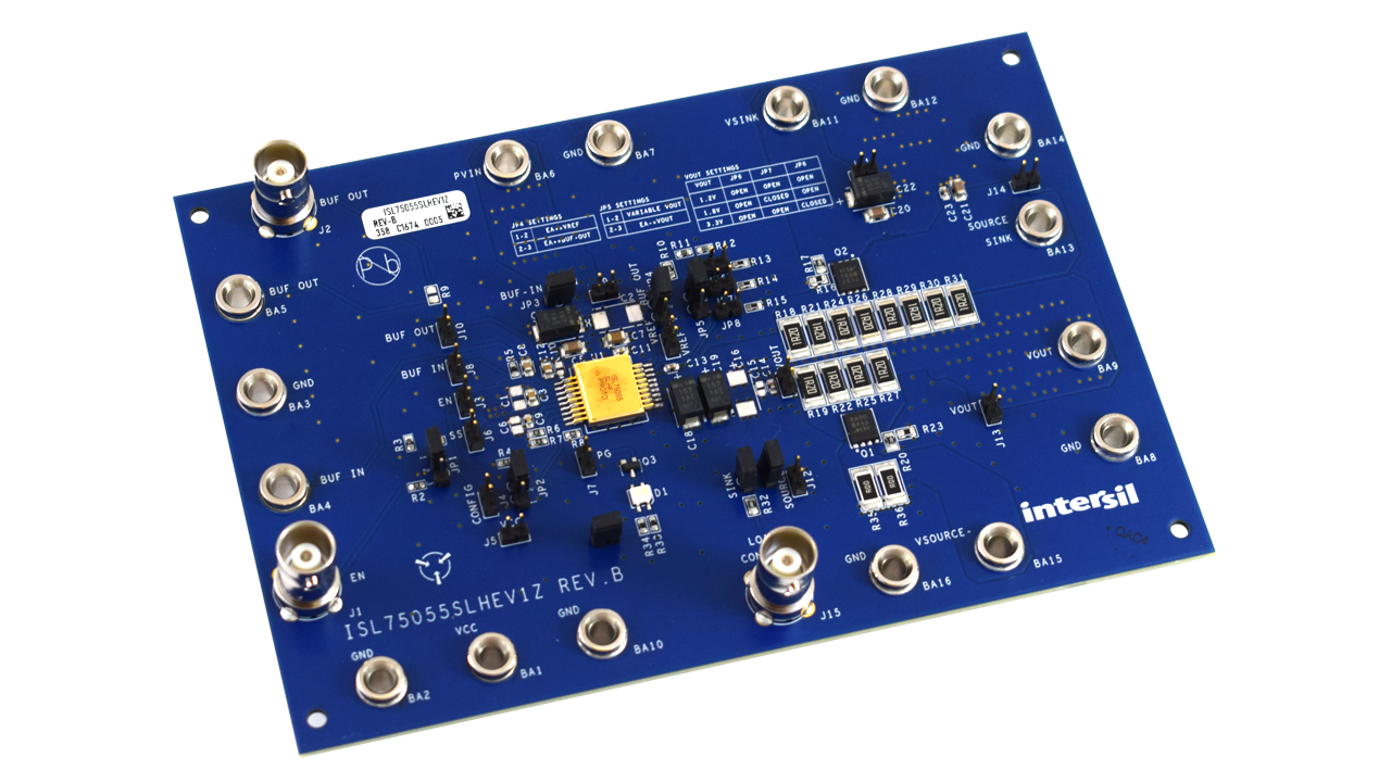 ISL75055SLHEV1Z 放射線硬化3A源と吸収源および吸収源 DDRターミネーター/LDO評価ボード