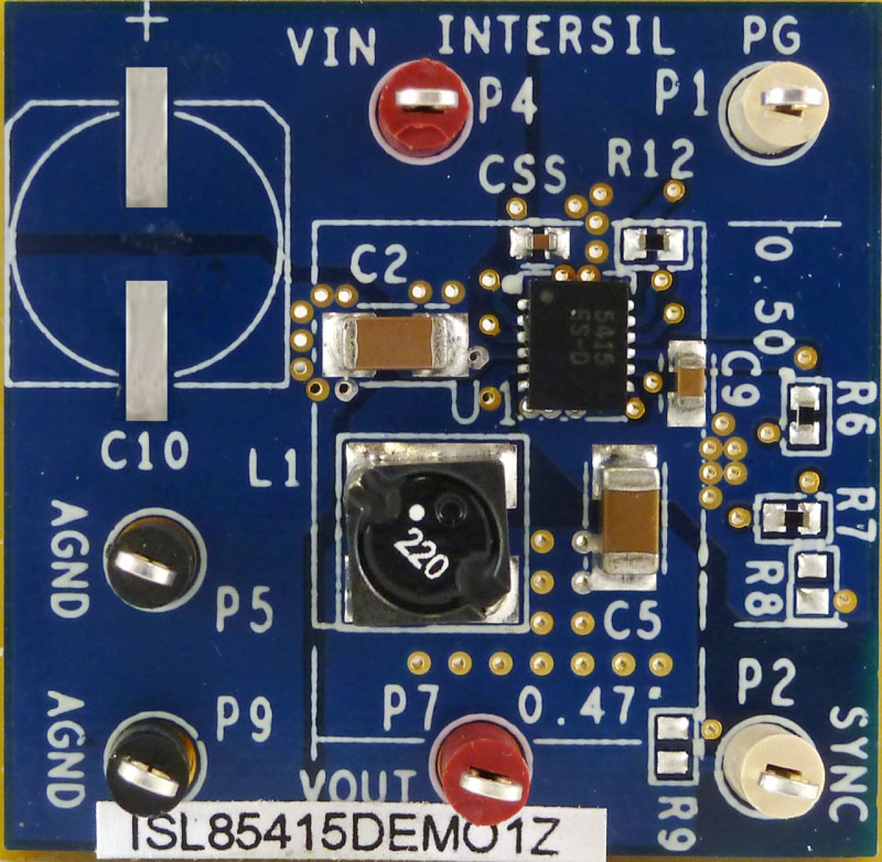 ISL85415DEMO1Z Buck Regulator Demonstration Board - Top