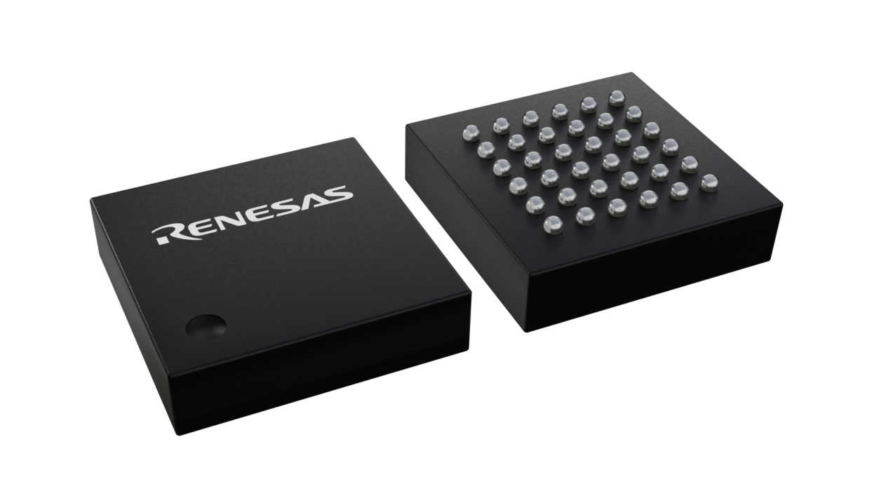 3D illustration featuring top and bottom views of LFBGA IC chip package with 36 lead count.