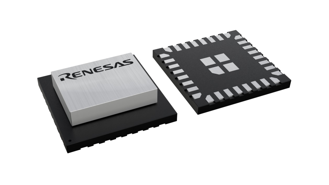 3D illustration featuring top and bottom views of LGA IC chip package with 32 lead count.