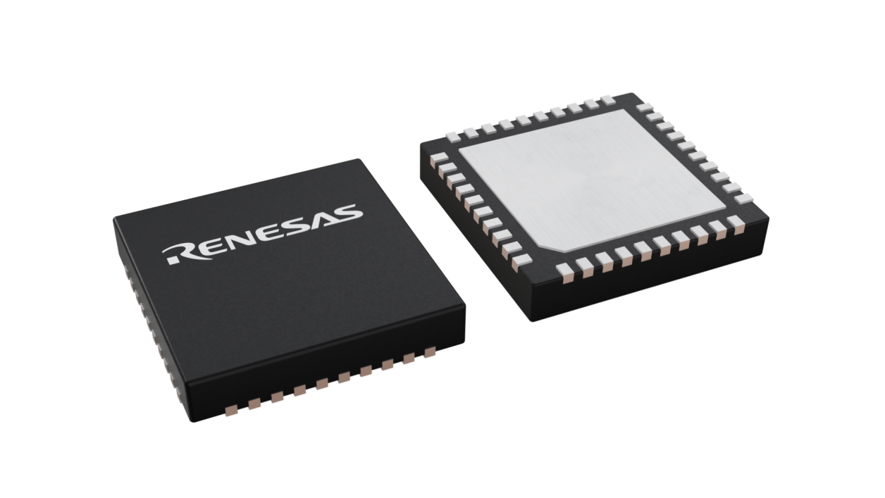 3D illustration featuring top and bottom views of LQFN IC chip package with 40 lead count.