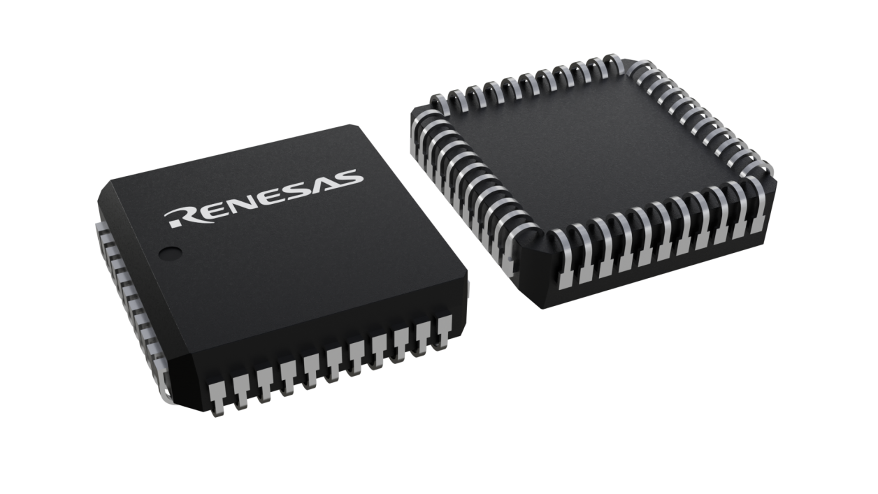 3D illustration featuring top and bottom views of PLCC chip package with 44 lead count.
