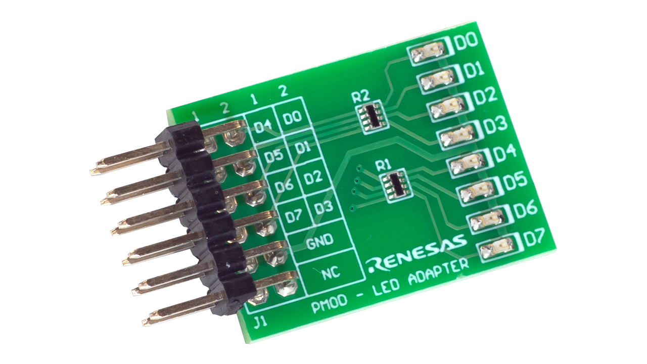 Photo of the Pmod LED Adapter board.