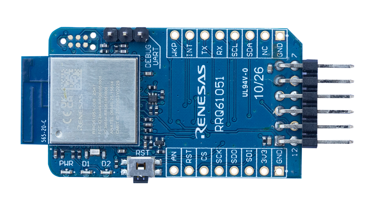 Top view of QCIOT-RRQ61051EVZ board.