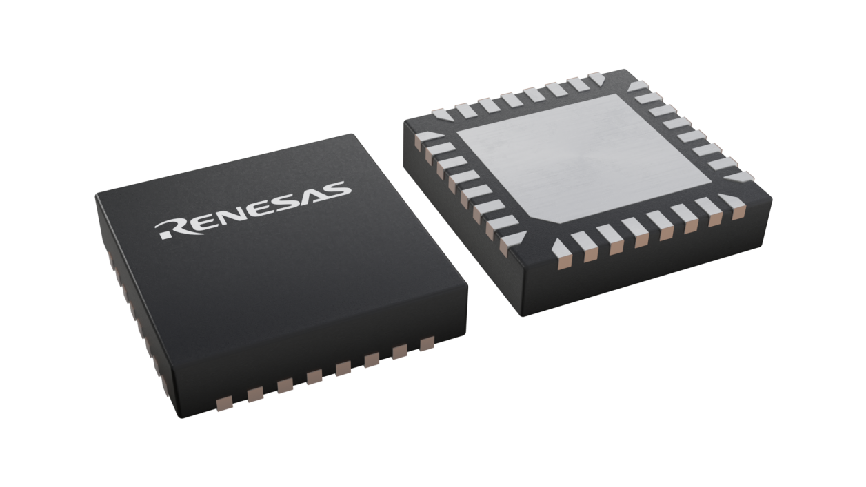 3D illustration featuring top and bottom views of qfn ic chip package with 32 leads