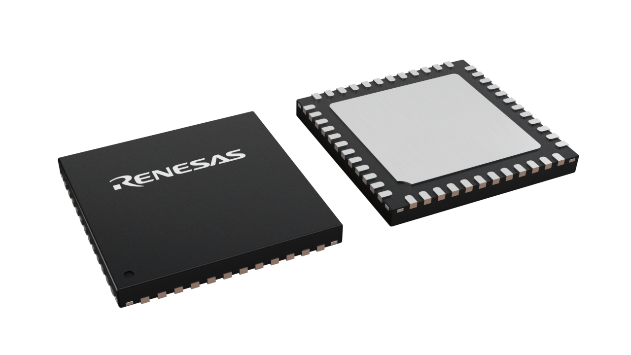 3D illustration featuring top and bottom views of QFN IC chip package with 48 lead count.
