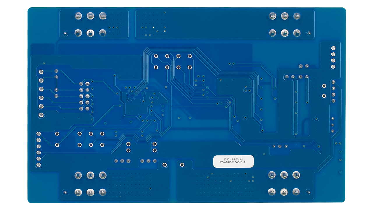Bottom view of the RTK0EF0201D00001BU reference board.