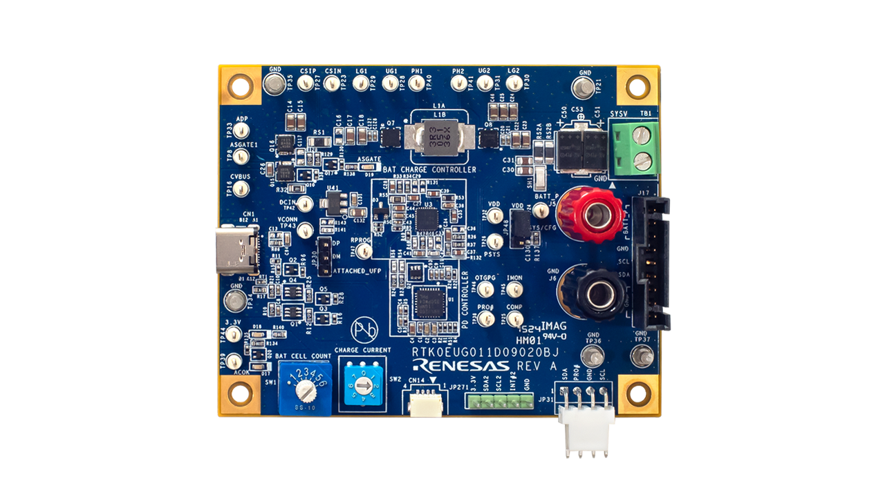 100W USB type-C battery System reference design board top view.