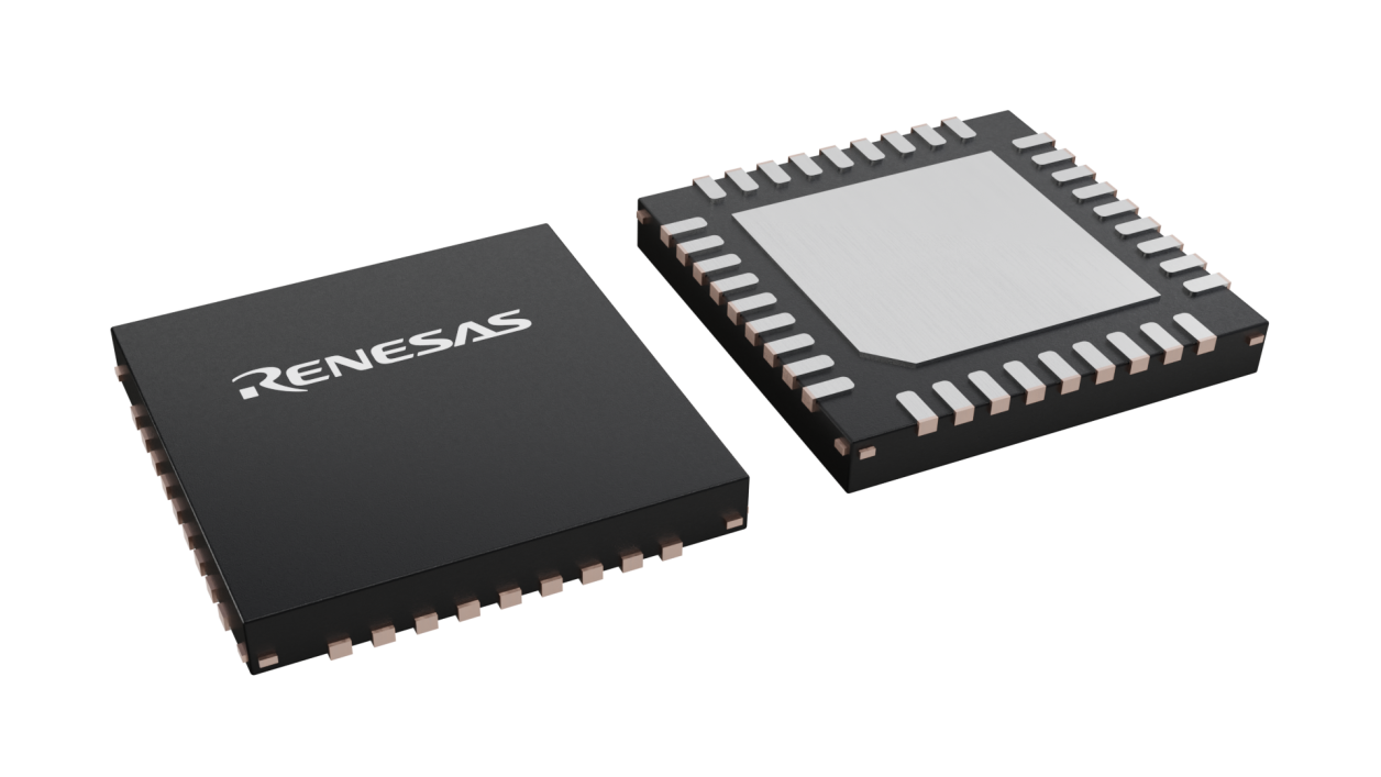 3D illustration featuring top and bottom views of SCQFN chip package with 36 lead count.