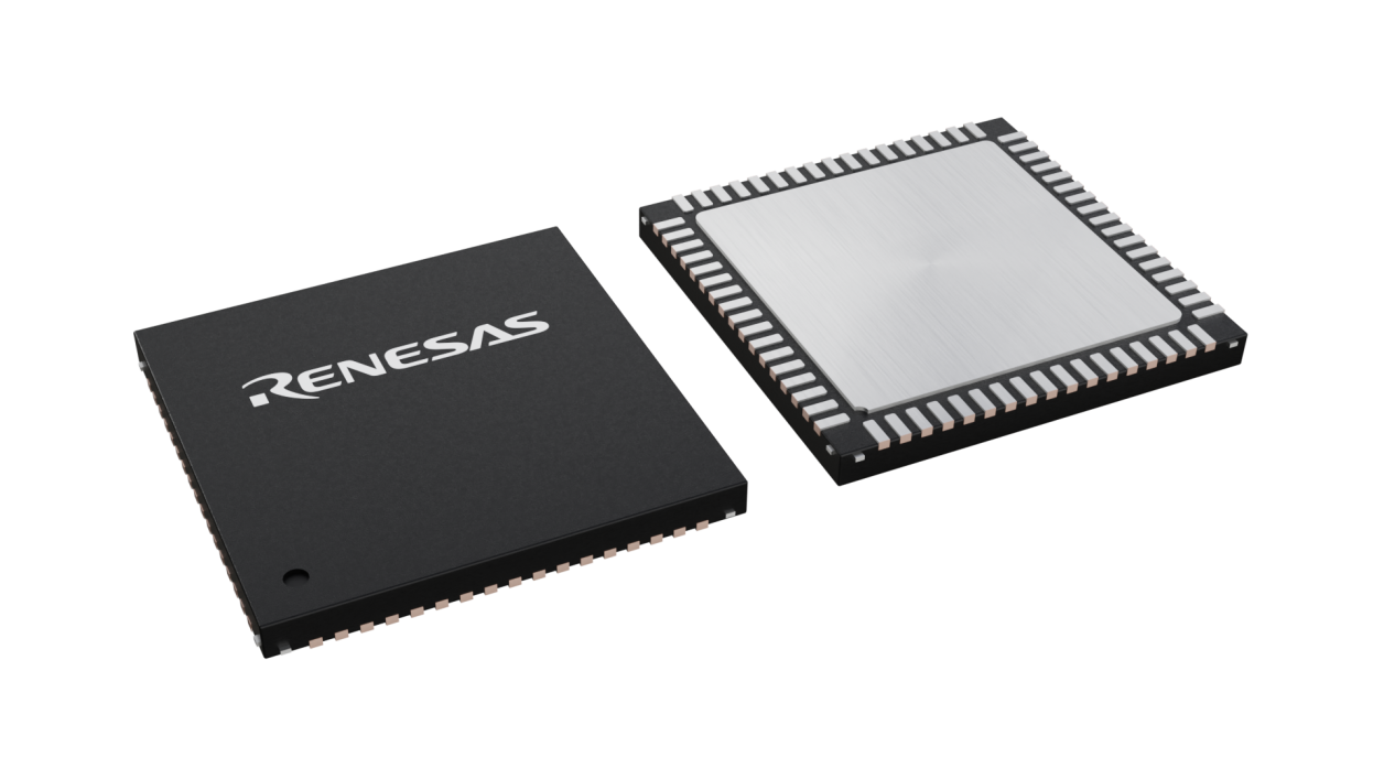 3D illustration featuring top and bottom views of SCQFN chip package with 68 lead count.