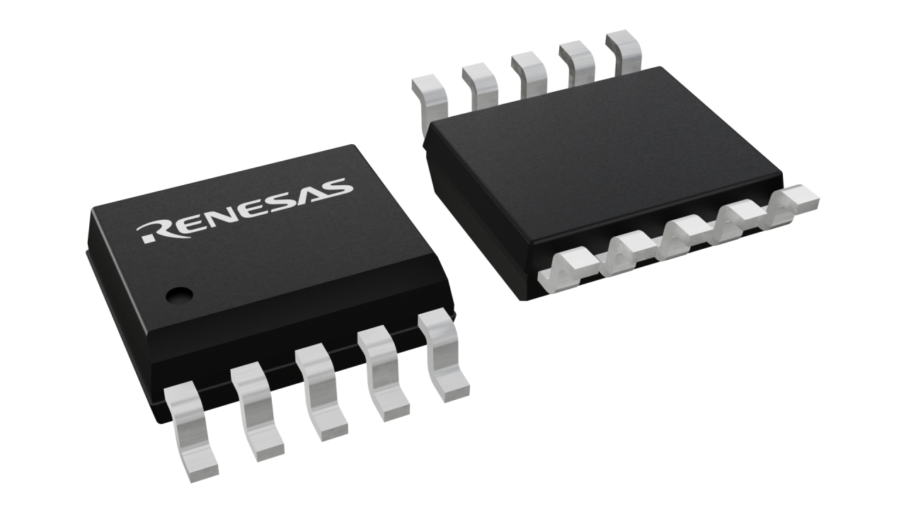 3D illustration featuring top and bottom views of SOIC chip package with 10 lead count.