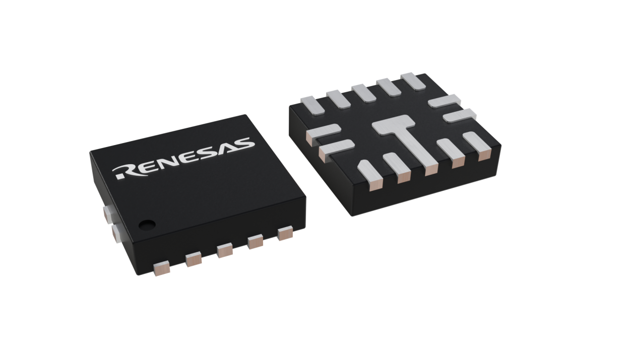 3D illustration featuring top and bottom views of STQFN chip package with 14 lead count.