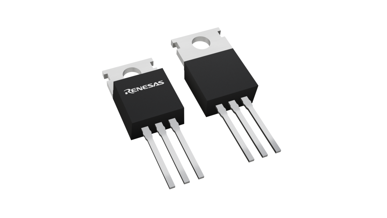 3D illustration featuring top and bottom views of TO-220 chip package with 3 lead count.