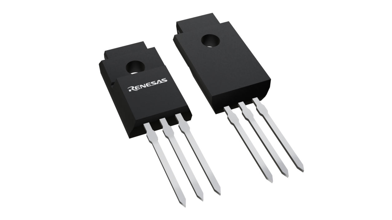 3D illustration featuring top and bottom views of TO-220FM chip package with 3 lead count.