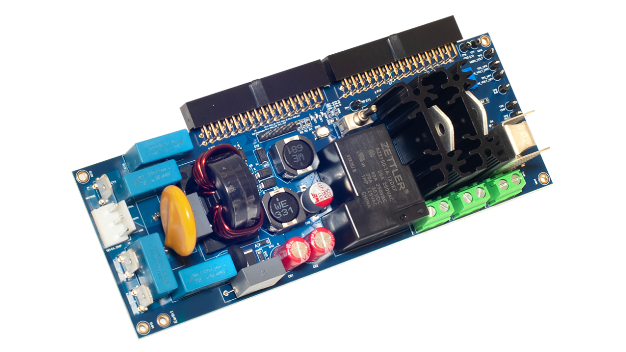 Angled view of US106-TRIACMTDEMOZ board.