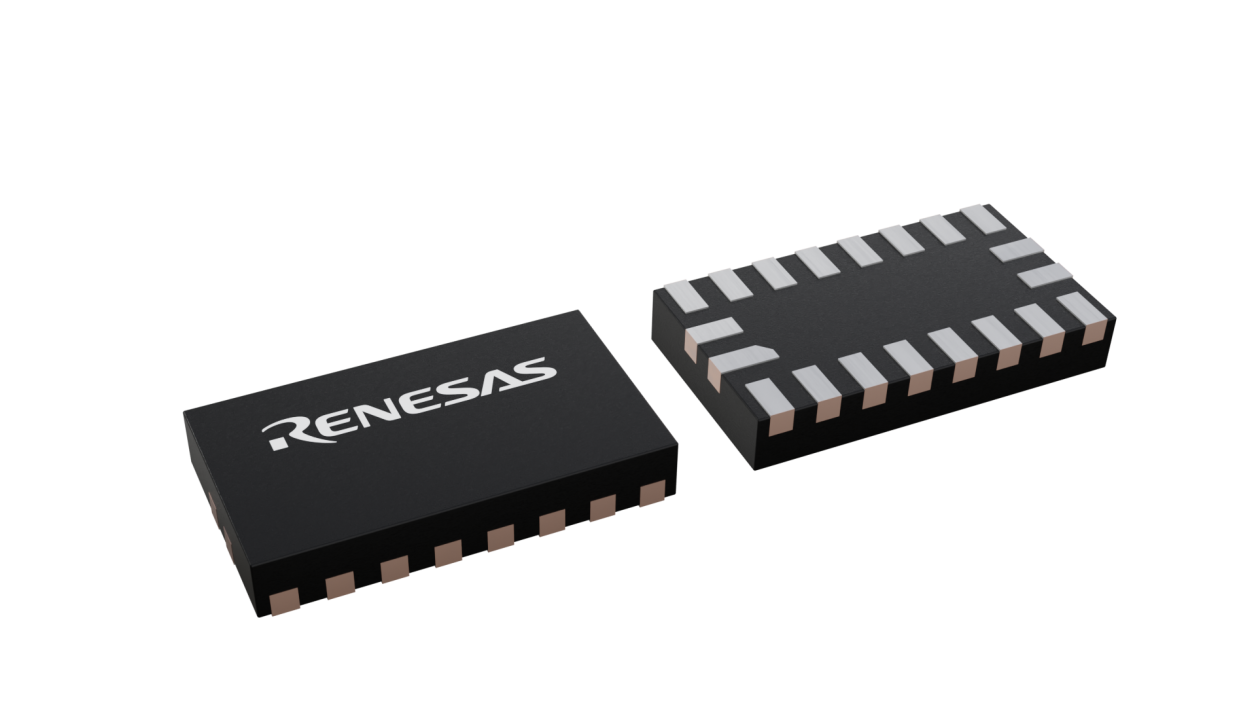 3D illustration featuring top and bottom views of UTDFN IC chip package with 20 lead count.