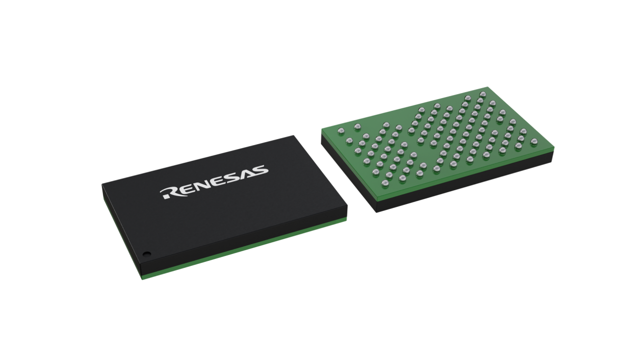 3D illustration featuring top and bottom views of VFBGA IC chip package with 93 lead count